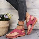 PU lederen flip flop sandalen Romeinse stijl verstelbare riem sandalen  maat: 41 (Claret)