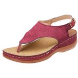 PU lederen flip flop sandalen Romeinse stijl verstelbare riem sandalen  maat: 41 (Claret)