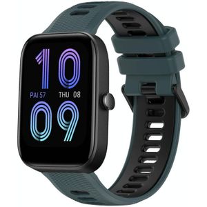 Voor Amazfit Bip3 20 mm sport tweekleurige siliconen horlogeband (olijfgroen + zwart)