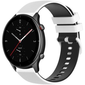 Voor Amazfit GTR 2e 22 mm geruite tweekleurige siliconen horlogeband (wit + zwart)