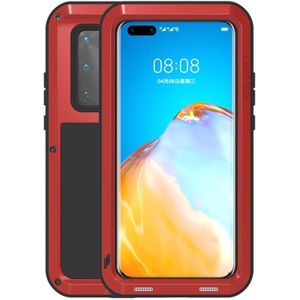 Voor Huawei P40 Pro LOVE MEI Metal Shockproof Waterproof Dustproof Protective Case(Red)