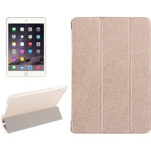 Zijde textuur horizontale Flip lederen draagtas met drie-opvouwbare houder voor iPad mini 2019 (goud)