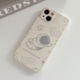 Voor iPhone 11 Astronaut patroon siliconen telefoonhoes met rechte rand (Flying Astronaut-White)