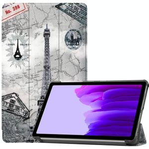 Voor Samsung Galaxy Tab A7 Lite T225 gekleurde tekening patroon horizontale flip lederen geval met drie-opvouwbare houder (retro toren)