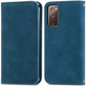 Retro Skin Feel Business Magnetic Horizontal Flip Leather Case With Holder & Card Slots & Wallet & Photo Frame For Samsung Galaxy S20 FE(Blue)