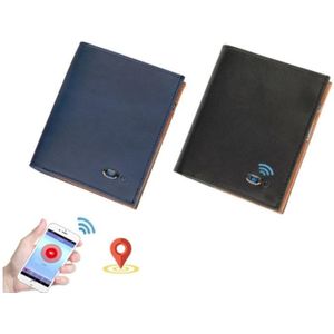 Mannen Lederen Business Wallet Bluetooth Anti-Lost Alarm Smart Coin Portemonnee (Zwart)