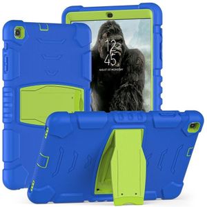 Voor Samsung Galaxy Tab A 10.1  T510 3-Layer Protection Screen Frame + PC + Siliconen Schokbestendig Combinatie Case met Houder (blauw + limoen)