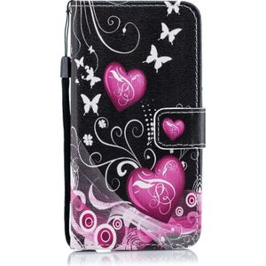 Weinig perzik hart patroon horizontale Flip lederen case voor Galaxy A40  met houder & kaartsleuven & portemonnee