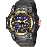 SMAEL 8007 buitensport waterdicht elektronisch quartz horloge met dubbel display (zwart goud)