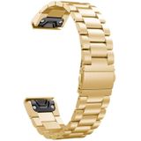 Voor Garmin Fenix 5 Three-Bead Stainless Steel Watchband  Size:22MM(Golden)