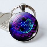 Dierenriem teken sleutelhanger 12 sterrenbeeld hanger met n gezicht Keyring(Pisces)