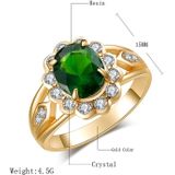 Mode Vintage ovale groene Gem Diamond Ring  ring grootte: 10