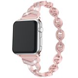 8-vormige VO Diamond-bezaaid Solid RVS polsband horlogeband voor Apple Watch serie 3 & 2 & 1 38mm (roze)