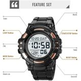 SKMEI 2003 multifunctioneel sporthorloge met achtergrondverlichting Heren Countdown Date Alarm Clock Watch (blauwzwarte machine)