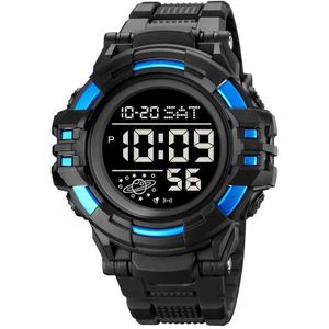 SKMEI 2003 multifunctioneel sporthorloge met achtergrondverlichting Heren Countdown Date Alarm Clock Watch (blauwzwarte machine)