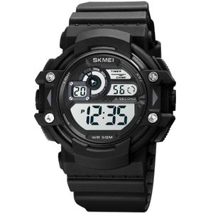 SKMEI 1778 Multifunctionele Dubbele tijd Digitale Display LED Lichtgevende Mannen Sport Elektronische Horloge (zwart wit)