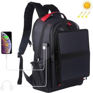 HAWEEL Solar Power Outdoor draagbare canvas Dual schouders laptop rugzak (zwart)