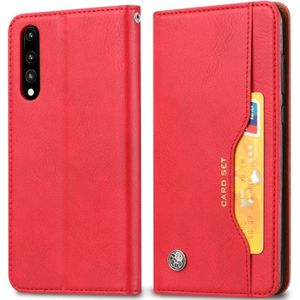 Knead huidtextuur horizontale Flip lederen case voor Huawei P20  met foto frame & houder & kaartsleuven & portemonnee (rood)