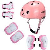 AIDY 7 in 1 Kinderen Rolschaatsen Sports Beschermende Gear Set (Bright Pink)