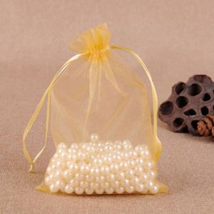 100 PCS geschenk zakken sieraden organza zakje bruiloft verjaardag partij drawable zakjes  Gift Bag grootte: 20x30cm (goud)