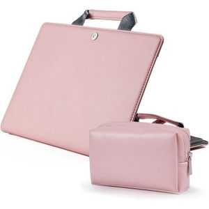 Boekstijl Laptop Beschermhoes Handtas voor MacBook 16 inch (Pink + Power Bag)