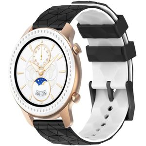 Voor Amazfit GTR 42 mm 20 mm voetbaltextuur tweekleurige siliconen horlogeband (zwart + wit)