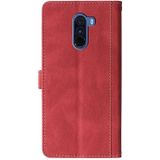 Voor Xiaomi Pocophone F1 Stitching Skin Feel Magnetische Gesp Horizontale Flip PU Lederen Hoesje met houder & kaart slots &portemonnee (rood)
