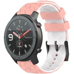 Voor Amazfit GTR 47 mm 22 mm voetbaltextuur tweekleurige siliconen horlogeband (roze + wit)