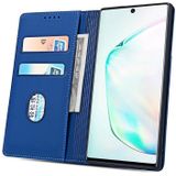 Voor Samsung Galaxy Note10 Sterke Magnetisme Liquid Feel Horizontale Flip Lederen case met Holder & Card Slots & Wallet(Blauw)