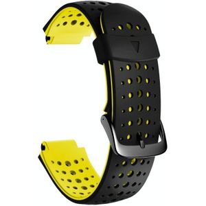 Voor Garmin Forerunner 220 tweekleurige siliconen vervangende riem horlogeband (zwart geel)