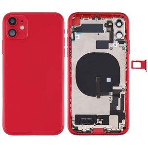 Battery Back Cover Assembly (met Side Keys & Power Button + Volume Button Flex Cable & Wireless Charging Module & Motor & Charging Port & Loud Speaker & Card Tray & Camera Lens Cover) voor iPhone 11(Rood)