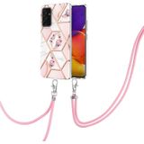 Voor Samsung Galaxy A82 5G Electroplating Splicing Marble Flower Pattern TPU Shockproof Case met Lanyard (Pink Flower)