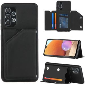 Voor Samsung Galaxy A32 4G (EU-versie) Skin Feel PU + TPU + PC Back Cover Schokbestendig hoesje met kaartsleuven en houder & fotolijst (zwart)