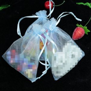 100 stuks Organza geschenk tassen sieraden verpakking zak bruiloft feest decoratie  grootte: 7x9cm(D15 Light Blue)