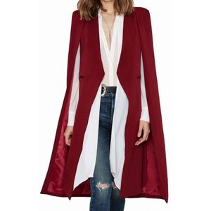 Vrouwen Casual Cape Unbuttoned Shawl Coat (Kleur: Red Size:XXL)