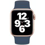 Voor Apple Watch Series 7 41mm / 6 & SE & 5 & 4 40mm / 3 & 2 & 1 38mm Solid Color Elastic Silicone Replacement Wrist Strap Watchband  Maat: S 130mm (Diep Blauw)