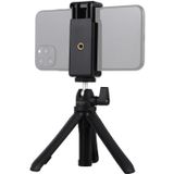 PULUZ Selfie Sticks Tripod Mount + Telefoonklem met statiefadapter & lange schroef(zwart)
