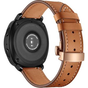 22mm Voor Huawei Watch GT2e / GT2 46mm Leder Spanleer Strap Rose Gold Buckle (Bruin)