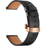 20mm universele vlinder gesp lederen vervanging riem horlogeband  stijl: rose gouden gesp (zwart)
