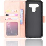 Voor LG K51 Wallet Style Skin Feel Kalf Patroon Lederen Case  met aparte kaart slot (Roze)