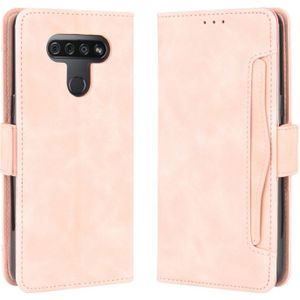 Voor LG K51 Wallet Style Skin Feel Kalf Patroon Lederen Case  met aparte kaart slot (Roze)