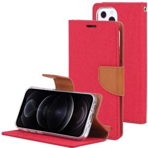 GOOSPERY CANVAS DIARY Canvas Texture Horizontal Flip PU Leather Case with Holder & Card Slots & Wallet For iPhone 13 Pro(Red)