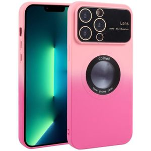 Voor iPhone 13 Pro Max Gradint siliconen schokbestendig Magsafe telefoonhoesje met lensfilm (roze roos)