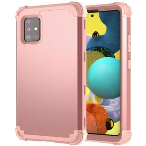 Voor Samsung Galaxy A71 5G PC + Siliconen Driedelige Shockproof Protection Case (Rose Gold)