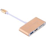 5 in 1 Micro SD + SD + USB 3.0 + USB 2.0 + Micro USB-poort naar USB-C / Type-C OTG COMBO-Adapter Card Reader voor de Tablet  Smartphone  PC(Gold)