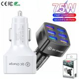 BK-360 6 in 1 QC3.0+3.1A USB lichtgevende autolader