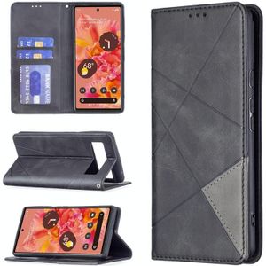 Voor Google Pixel 6 Prismatische Onzichtbare Magnetische Horizontale Flip Phone Lederen Case met Houder & Card Slots & Fotolijst