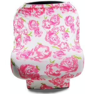 Multifunctionele vergrote kinderwagen voorruit borstvoeding handdoek babystoel cover (roze pioenroos)