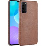 Voor Huawei Honor 30 Youth/Honor 30 Lite Schokbestendige Krokodiltextuur PC + PU Case(Bruin)