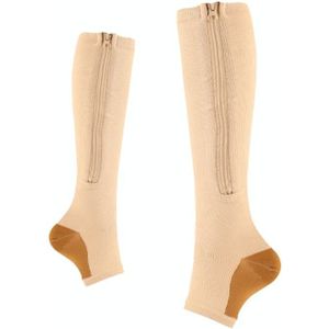 Sportedruk sokken gecomprimeerde rem rits sokken  maat: L / XL (Copper Skin Color)